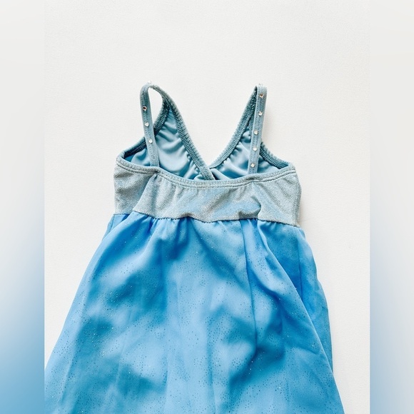 Figure Skating Dress - Blue Empire Waist Velvet/Chiffon- Size 4-5T - Picture 3 of 8